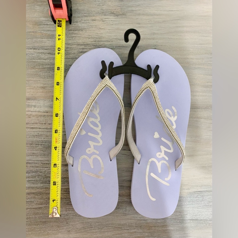Bride Flip Flops blue wedding shoes